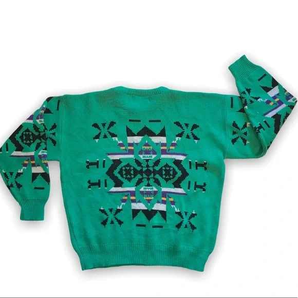 v i n t a g e :: Slouchy Grandpa Geometric Aztec Knit Sweater